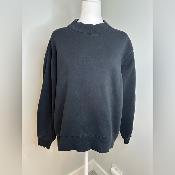 Everlane Crewneck Comfy Casual Sporty  Sweatshirt  Cotton Bkend  Black Sz Small - Picture 3 of 17